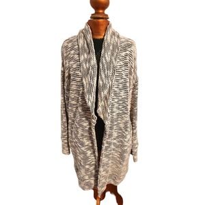 NWOT Kakoon Black & White Knit Mid-Length Open Front Cardigan Sweater Size L/XL